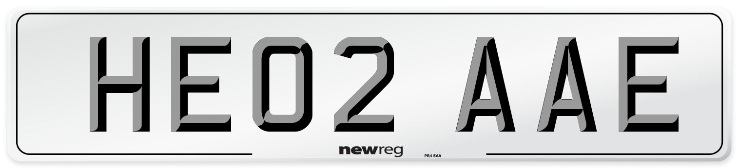 HE02 AAE Number Plate from New Reg